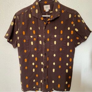 BDG Retro Men's Shirt with Brown and Orange Geometric Pattern